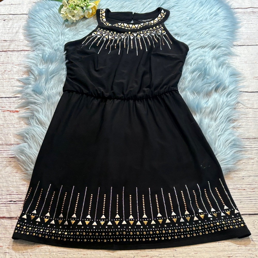 White House Black Market Studded Black Dress sz XXSP